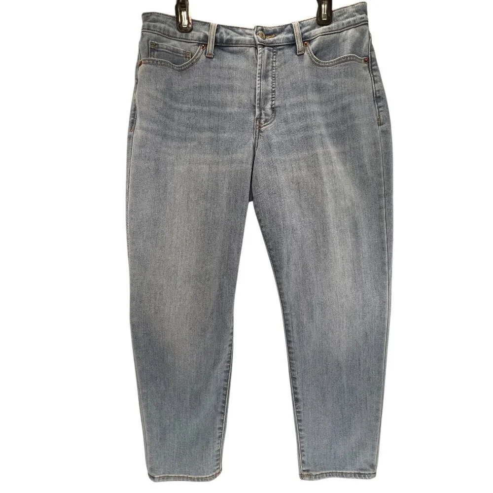 Old Navy High Rise OG Straight Jeans Size 12 Light Wash Denim Stretch Womens - Picture 2 of 12